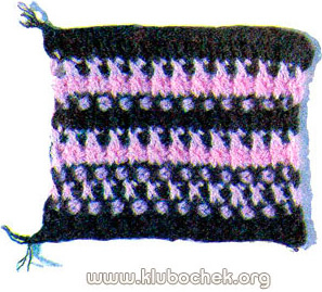 Узор из скрещенных петель тунисского вязания