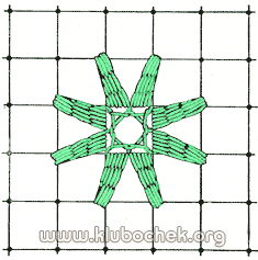 Звездочка, вышитая фестонным швом (по 1-му способу)