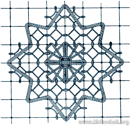 Восьмиконечная звезда, вышитая воздушнопетельным швом