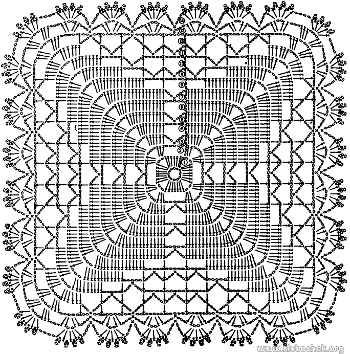 Ажурная наволочка. Схема мотива. Образец и схема - www.klubochek.org