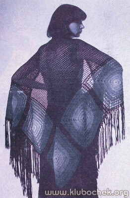 Черная шаль с квадратами - www.klubochek.org
