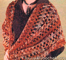 Нарядный шарф-палантин, связанный на вилке - www.klubochek.org