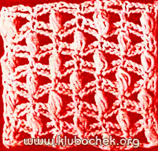 Образец ажурной вязки с бугорками