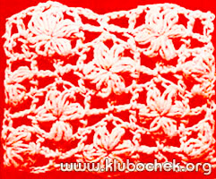 Образец ажурной вязки с бугорками