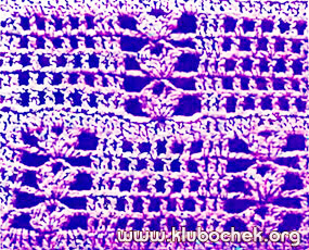 Образец ажурной вязки с бугорками