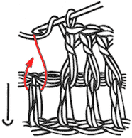 Первый вид вязания рельефного столбика