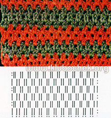 Образец разноцветного вязания крючком