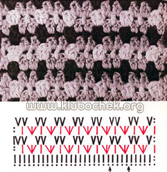 Образец разноцветного вязания крючком