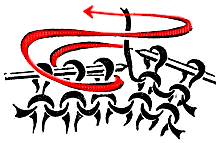 Две или несколько петель, провязанные вместе изнаночной скрещенной