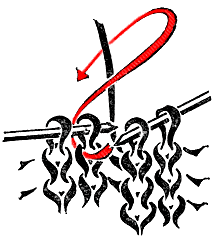 Петля, провязанная из нижележащего ряда