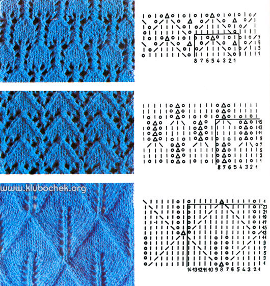 Узоры ажурной вязки «Листочки»