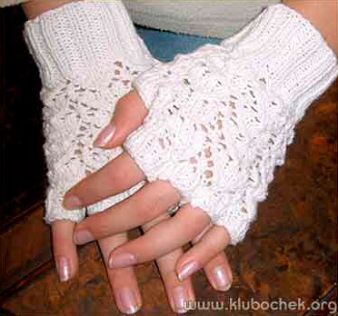 Ажурные митенки c перемычками для пальцев - www.klubochek.org