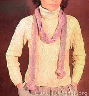 Свитер с рукавами реглан и узором - переплетенными жгутами - www.klubochek.org