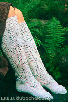 Ажурные гольфы с узором елочка и ромбами - www.klubochek.org