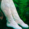 Ажурные гольфы с узором елочкой и ромбами
