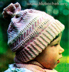 Детская шапочка с орнаментом и узором жгутами - www.klubochek.org