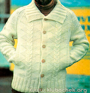 Мужская белая кофта с отложным воротником - www.klubochek.org