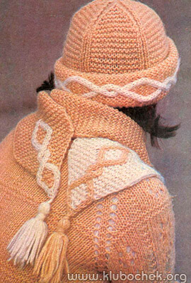 Шапочка и шарф с узором цветной жгут - www.klubochek.org