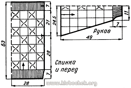 Джемпер с бантиками. Выкройка  - www.klubochek.org