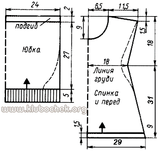 Летний комплект из майки и юбки. Выкройка - www.klubochek.org