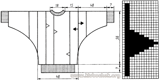 Джемпер, связанный поперек, для мальчика. Выкройка и схема узора - www.klubochek.org