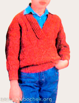 Джемпер для мальчика, связанный рельефным узором - www.klubochek.org